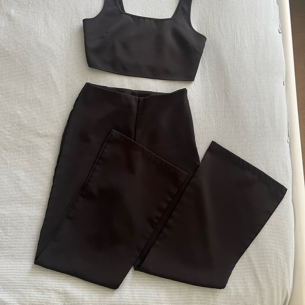 Sincerely Jules Black Wide-Leg High-Rise Pants and top